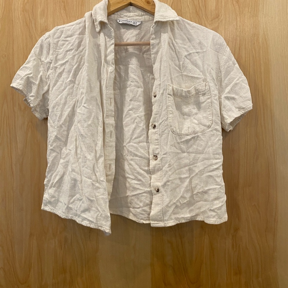 Stradivarius Cream Textured Shirt